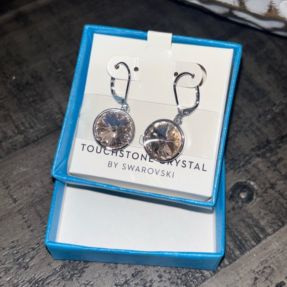 Touchstone Crystal by Swarovski Lulu earrings w/round crystal in a champagne​​